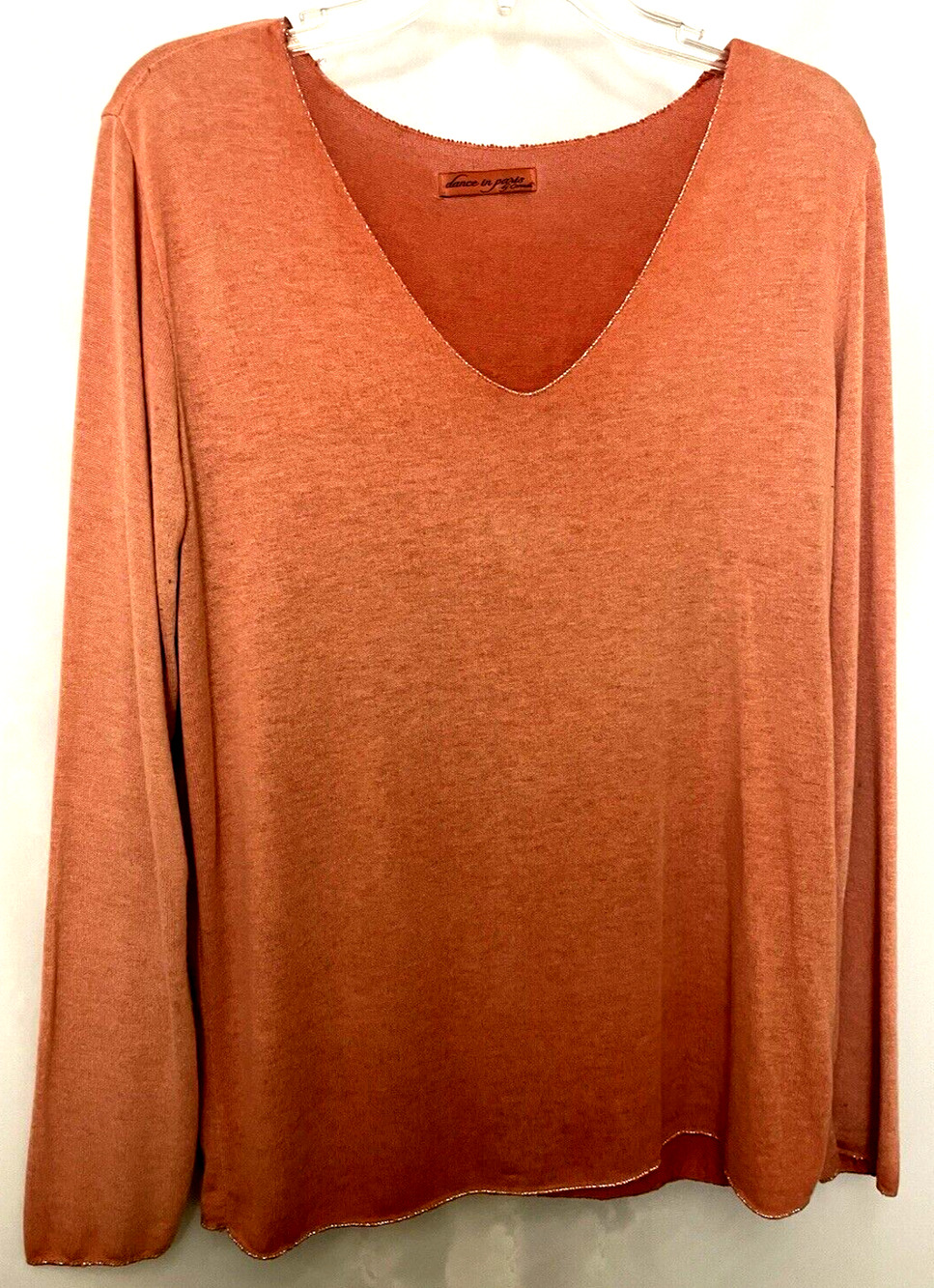 Women Dance In Paris Orange Knit Top M/L Italy Casual Coastal Breezy Minimalist